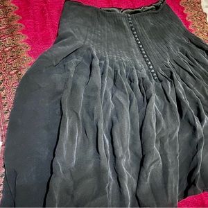 ELIE TAHARI 100% Silk Midi-Skirt Noir with Black Lurex